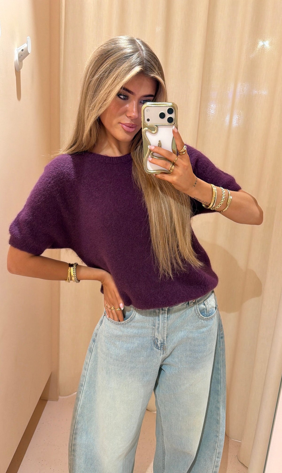 Trui Ilse korte mouw bordeaux