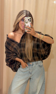 Blouse Julia ruit camel