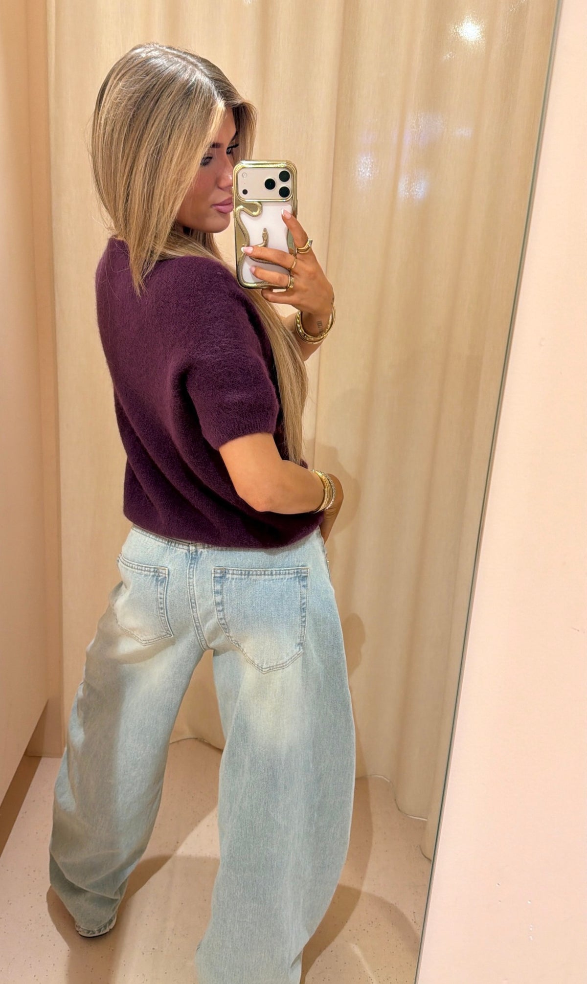 Trui Ilse korte mouw bordeaux