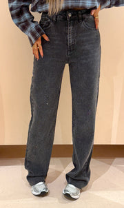 Jeans straight strass black - TALL