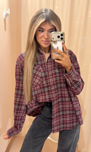Ruit blouse ruby rood strass