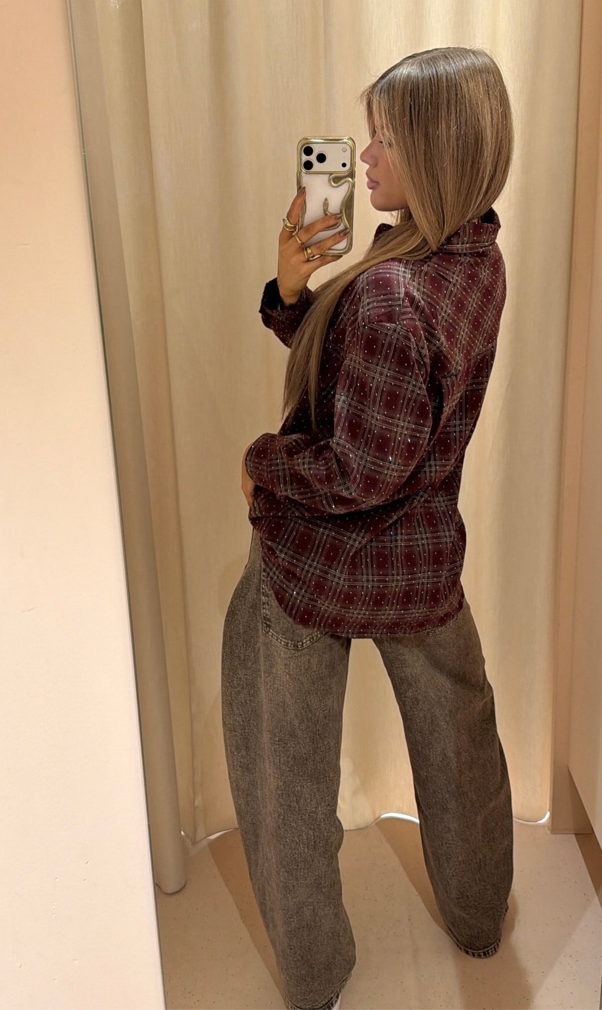 Blouse judith ruit bordeaux