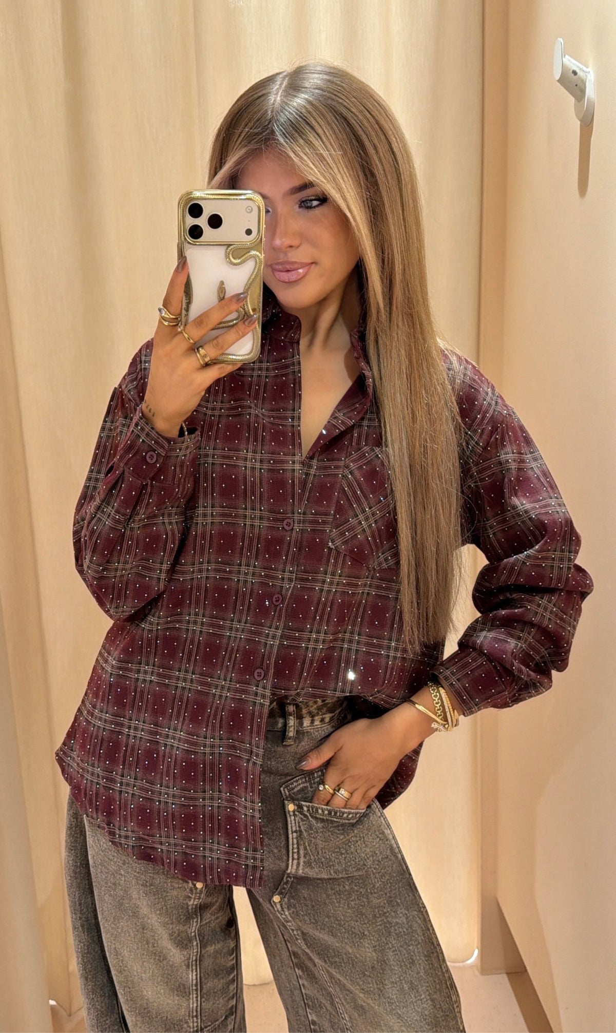 Blouse judith ruit bordeaux