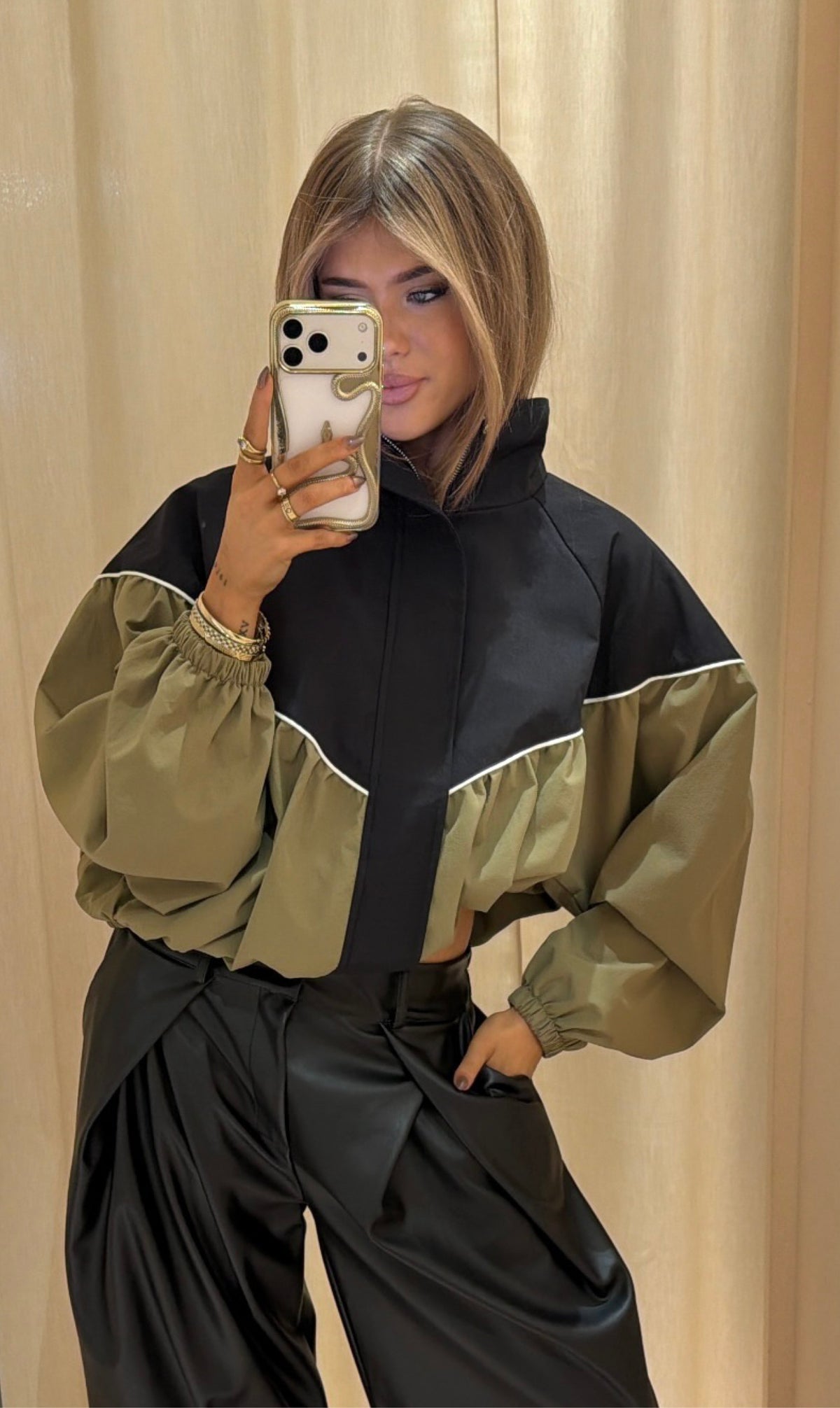Jacket Mandy khaki / zwart