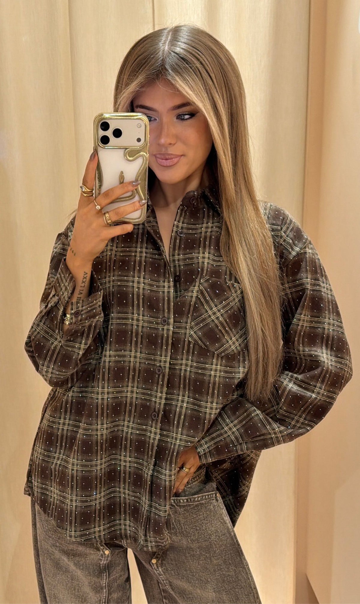 Blouse judith ruit bruin