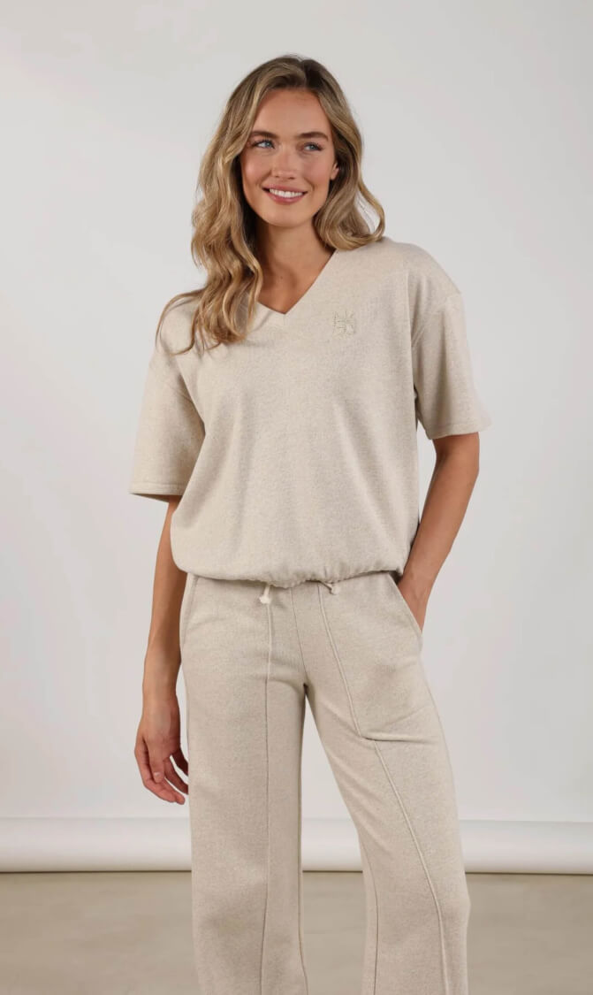 Nukus Cici Pullover Lurex V-neck Sand
