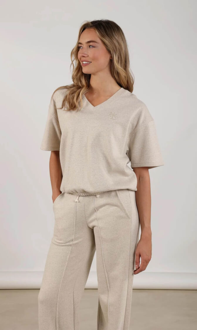 Nukus Cici Pullover Lurex V-neck Sand