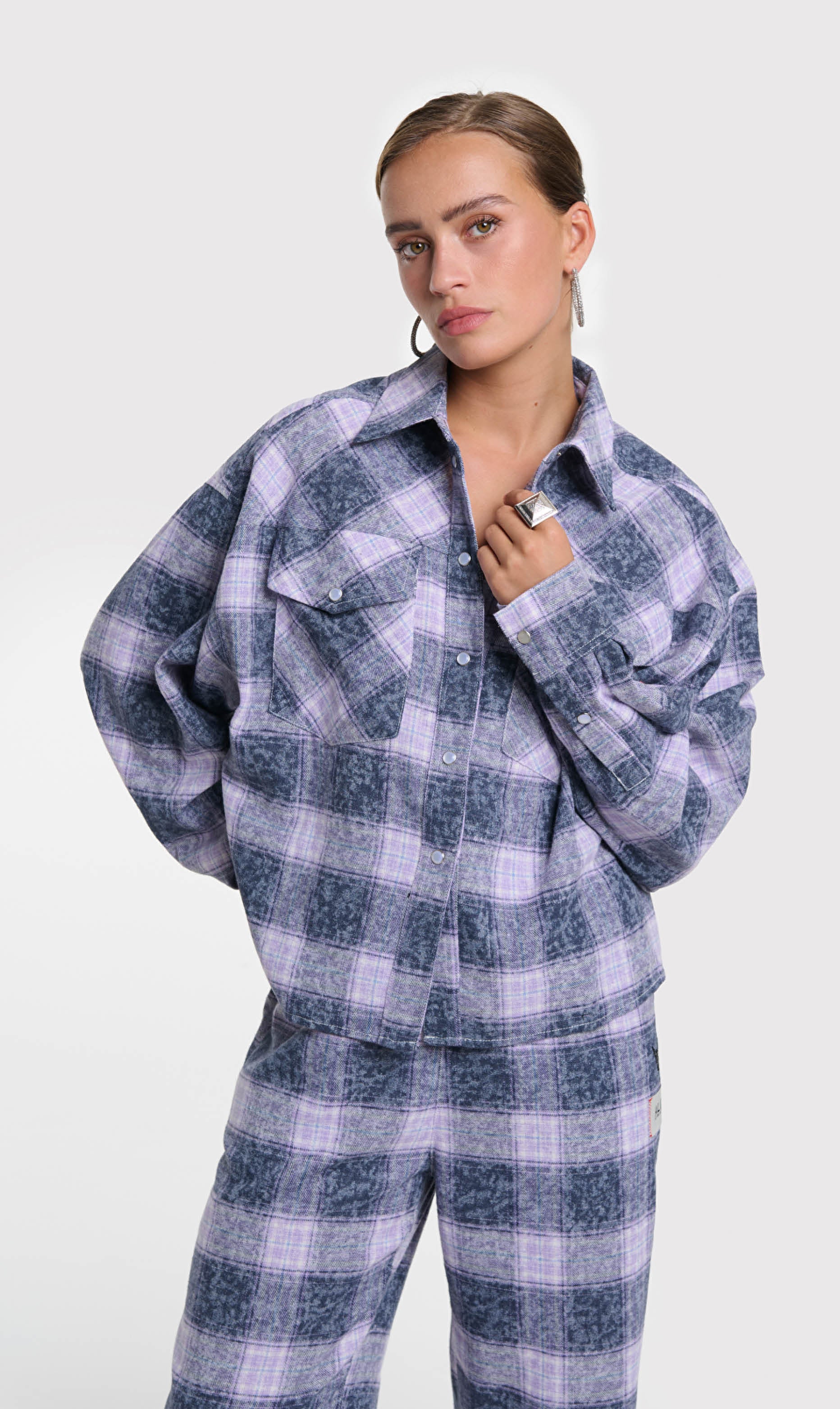 Alix the Label bleached checked blouse