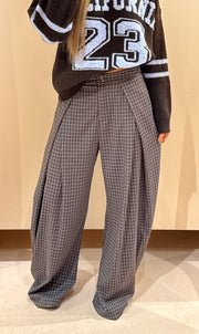 Broek Tess ruit bruin