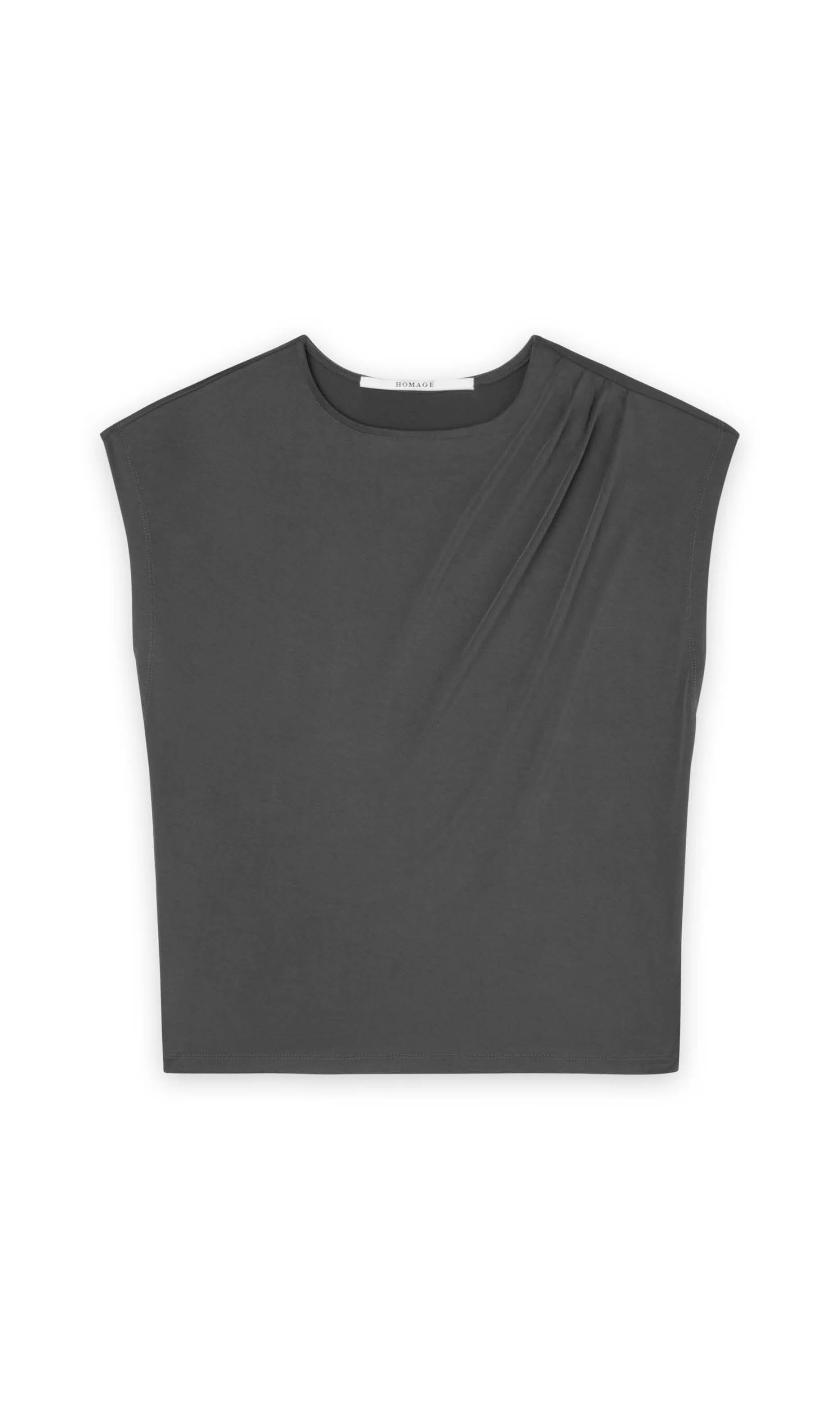 Homage Flowy Top With Gathered Shoulder Antracite
