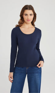 COJ Dora scoop neck long sleeve tshirt navy