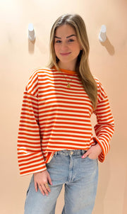 Streep shirt sylvie lange mouw oranje