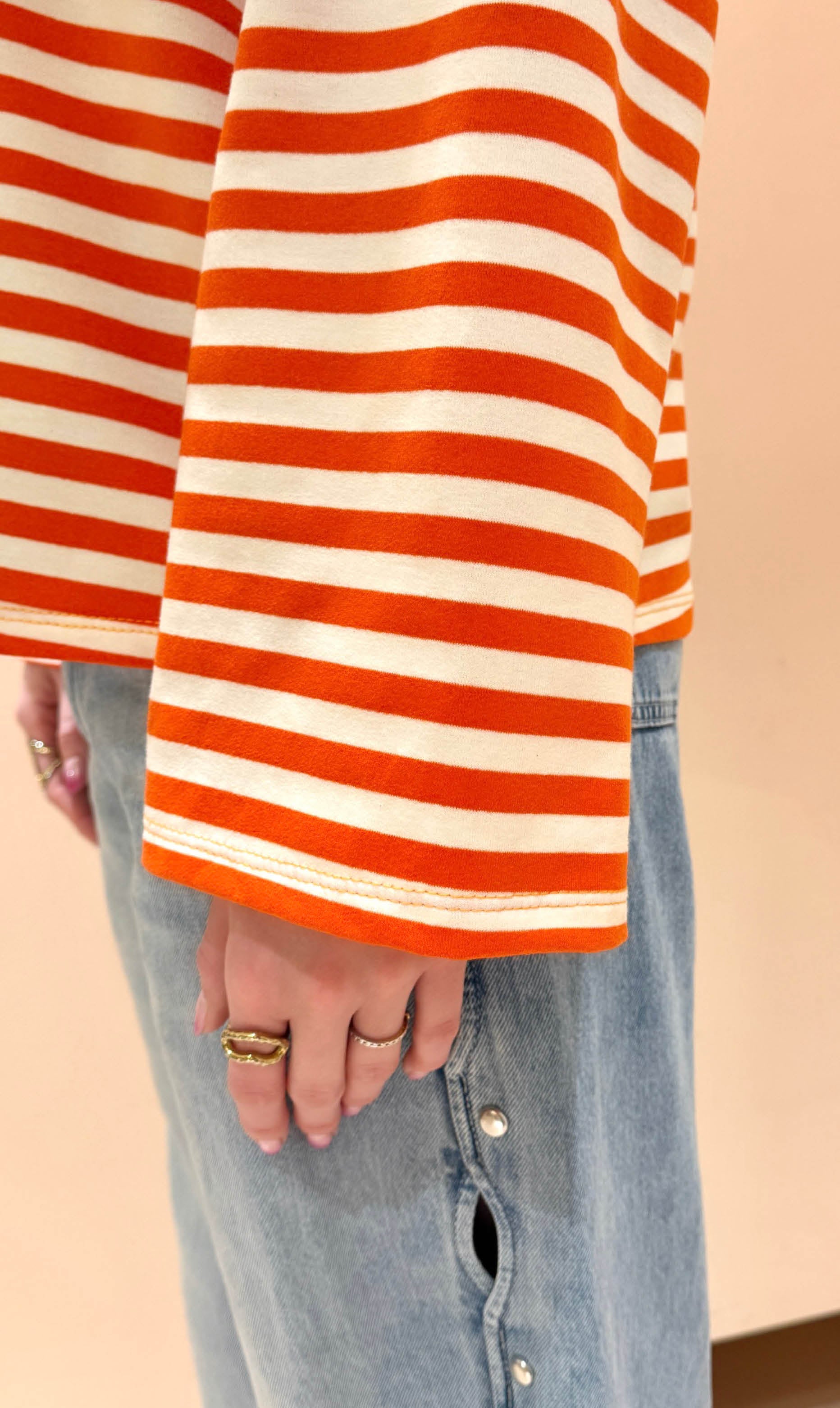 Streep shirt sylvie lange mouw oranje