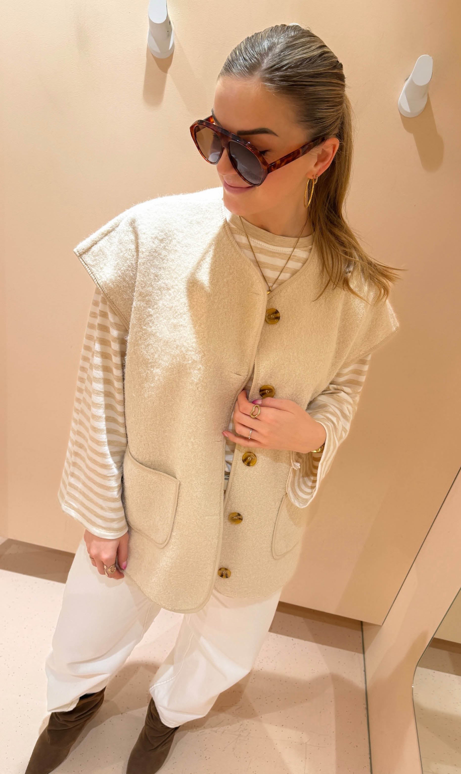 Oversized gilet mona beige