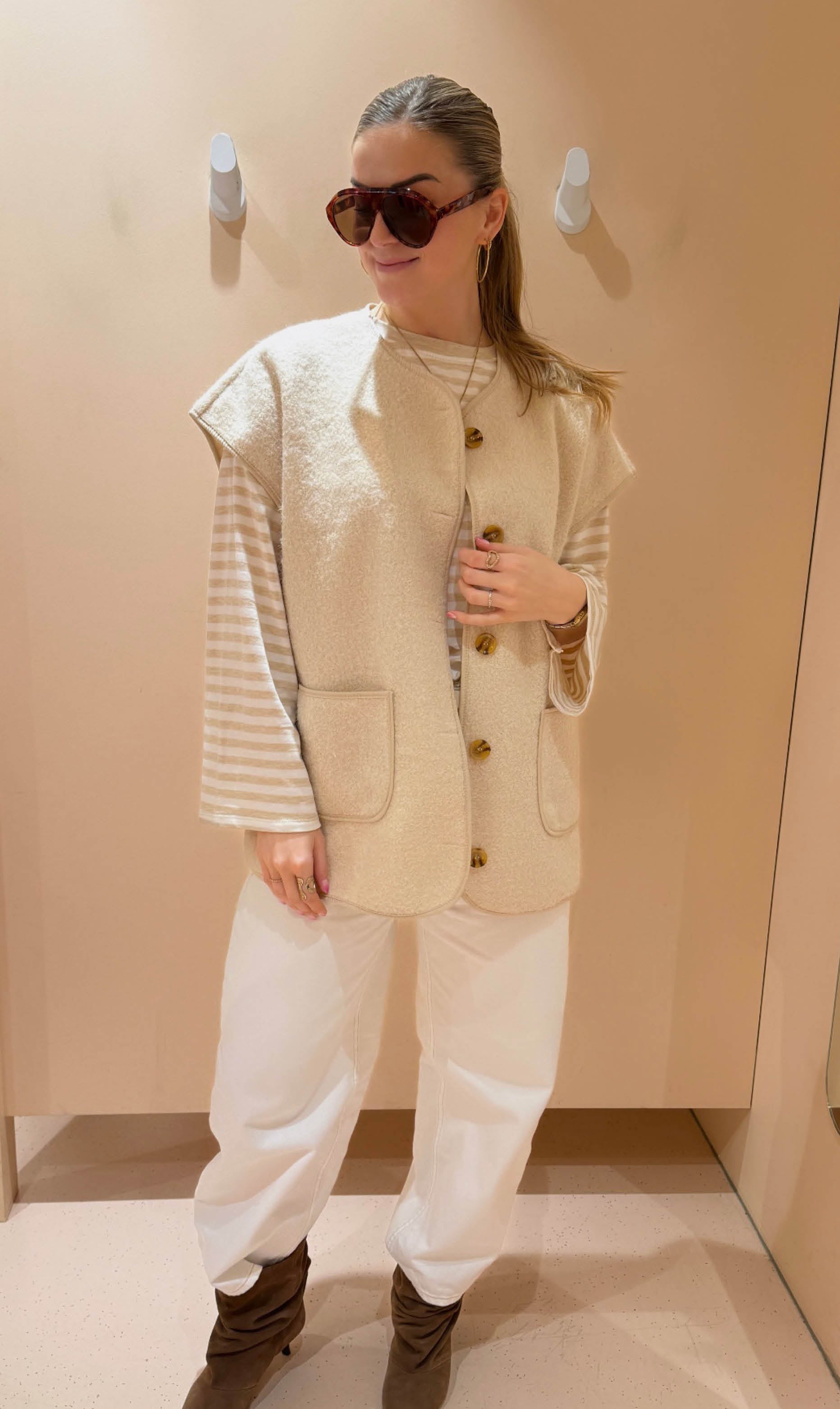 Oversized gilet mona beige