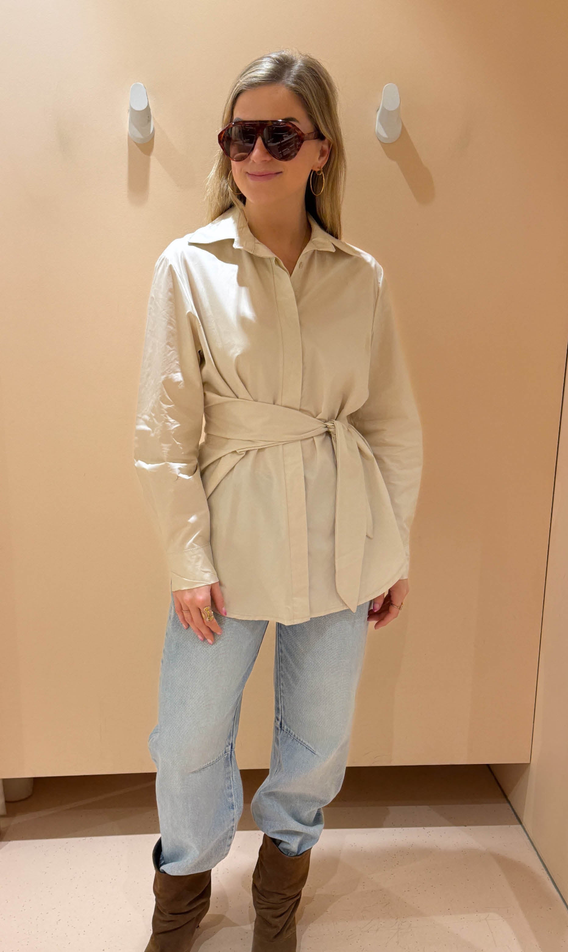 Strik blouse beau beige