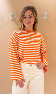 Streep shirt sylvie lange mouw oranje
