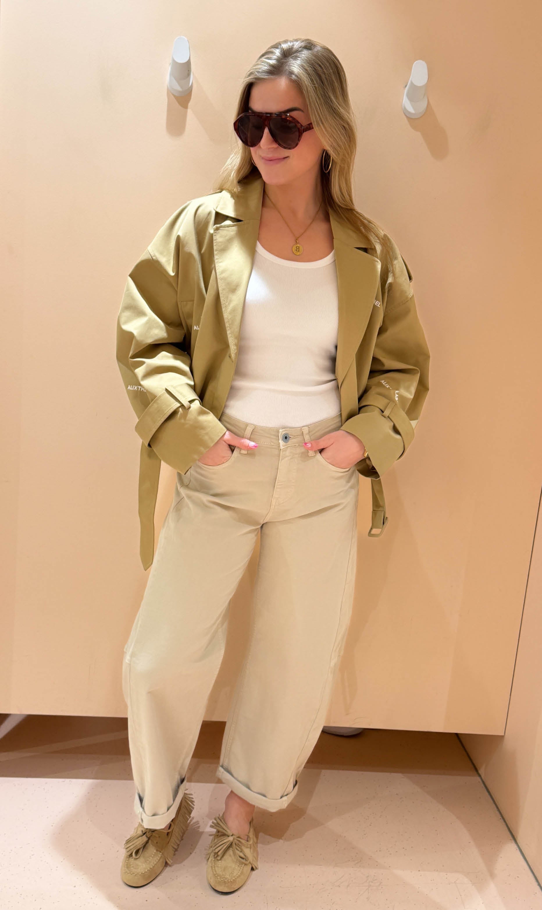 Balloon jeans stretch beige