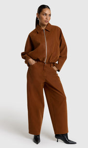Alix ladies woven faux suede pants cognac