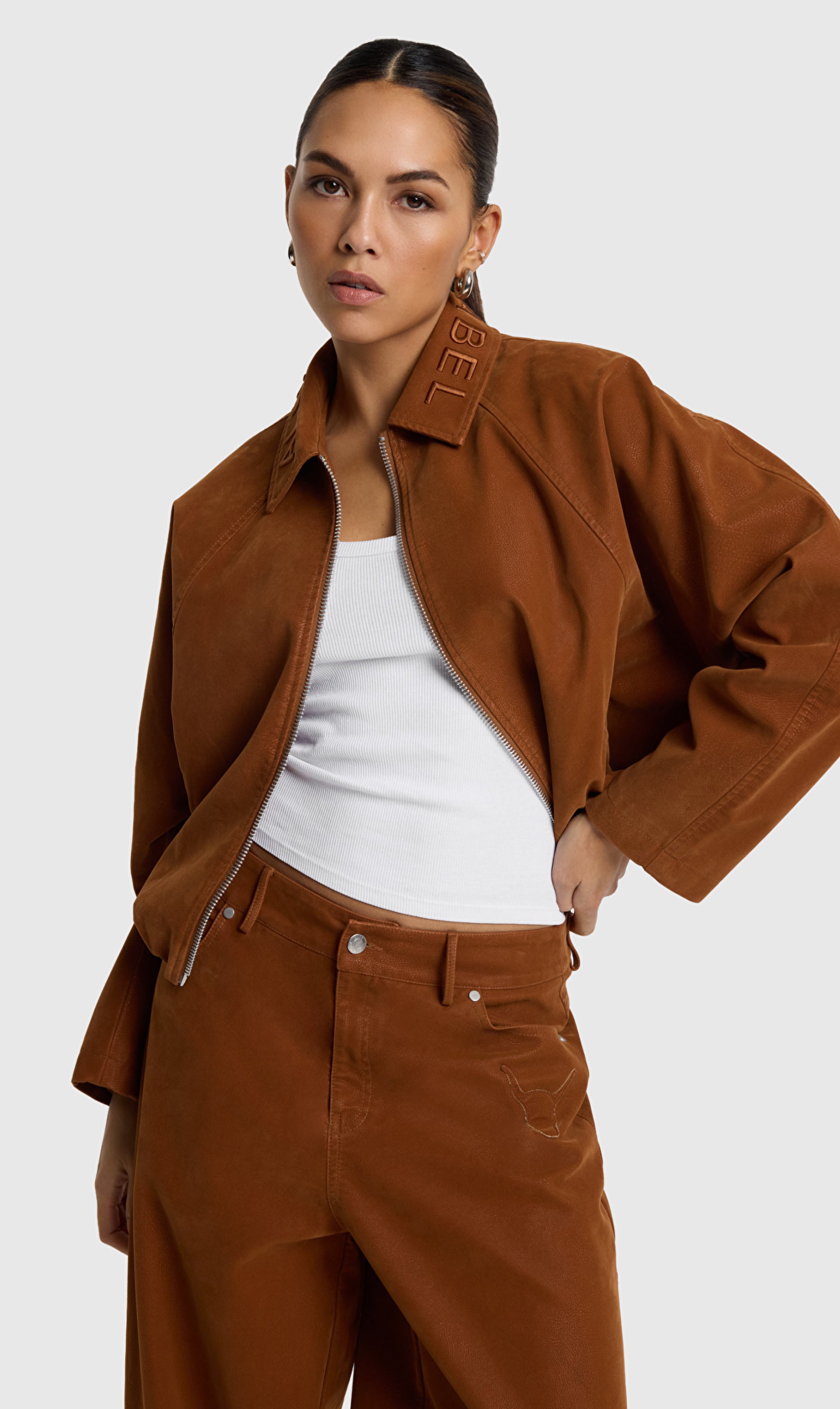Alix the Label woven faux suede ballon jacket