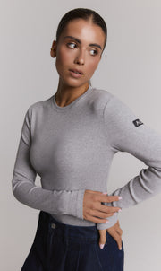 Alix ladies knitted longlseeve t-shirt grey