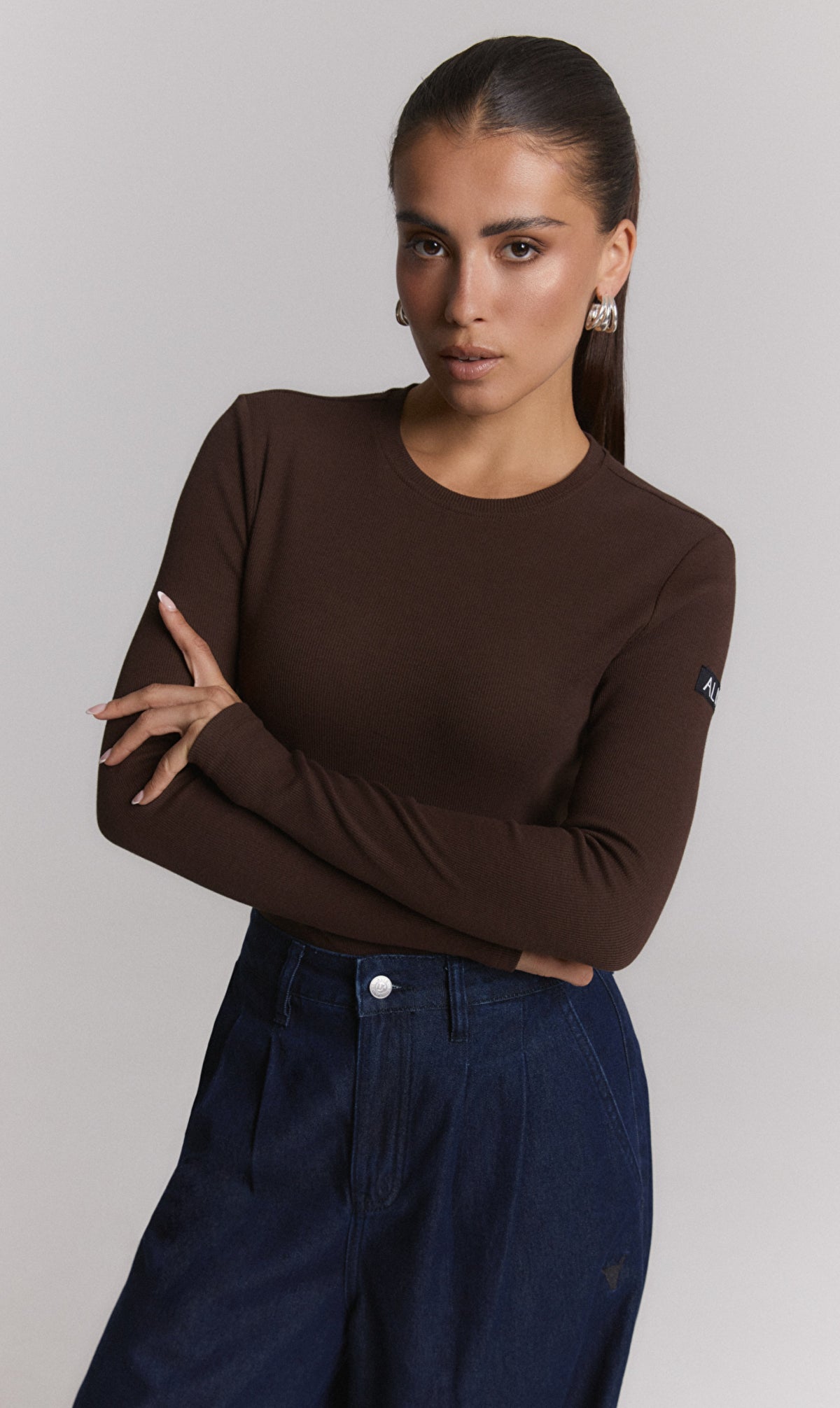 Alix the Label rib longsleeve t-shirt brown