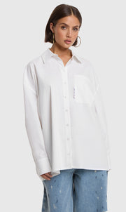 Alix Ladies woven oversized blouse white