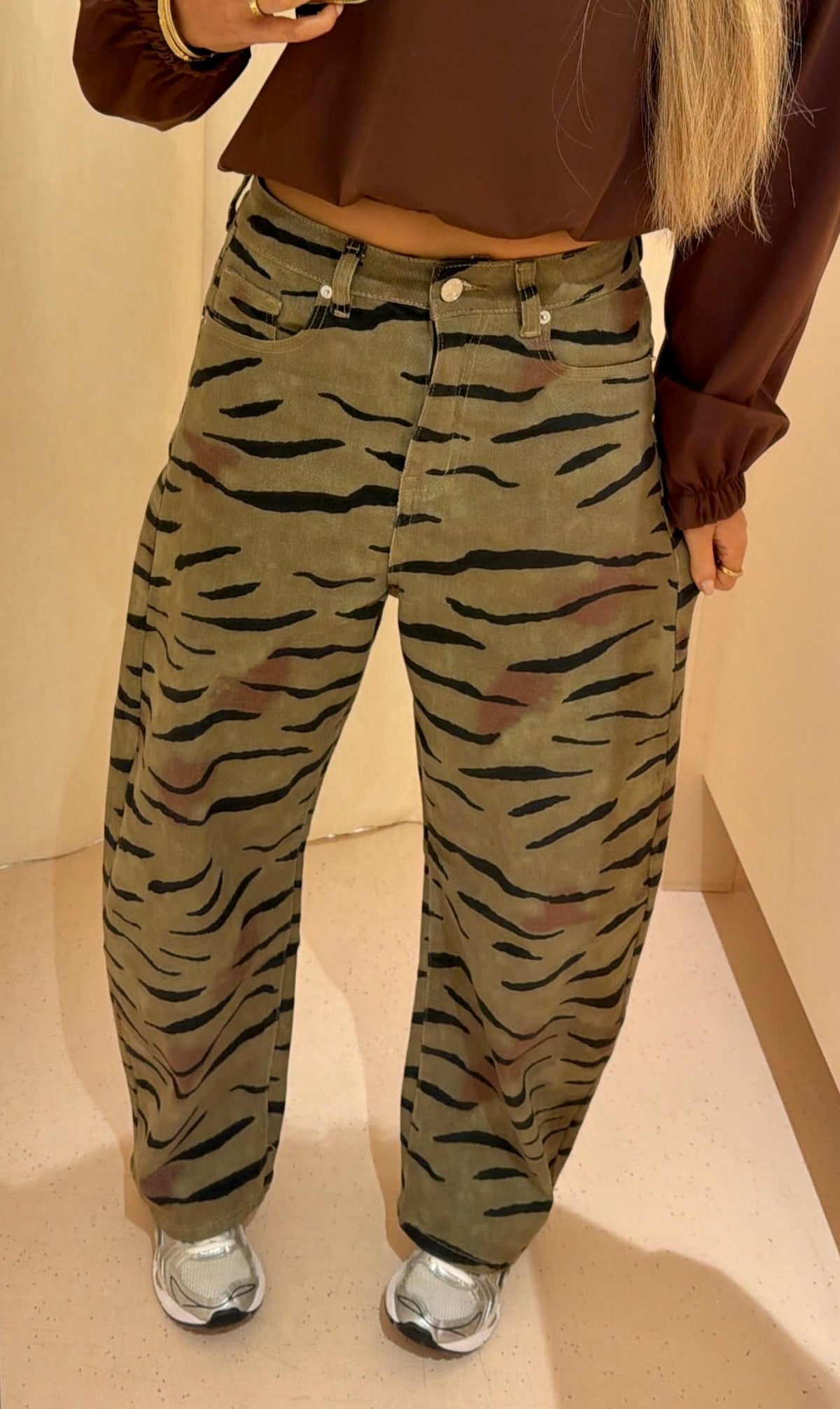 Zebra jeans groen - KORTE LENGTE!