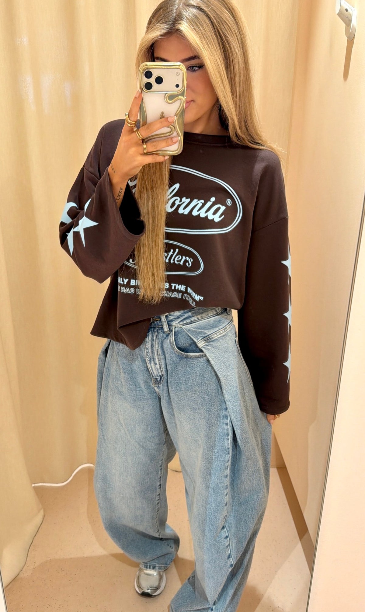 Longsleeve josje donkerbruin / blauw