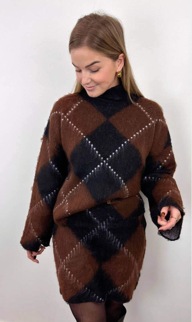 Trui olivia ruit bruin