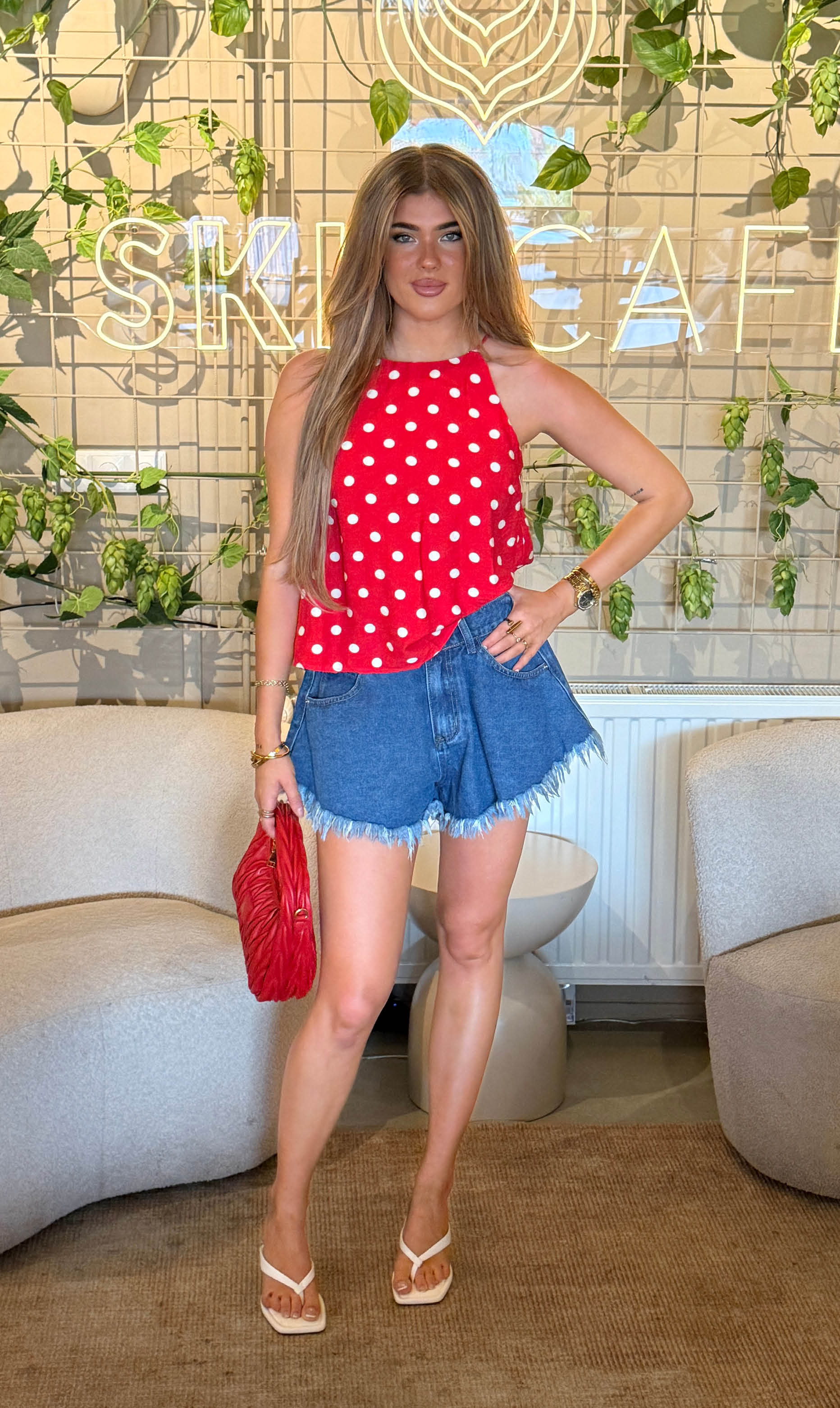 Top nicky dot rood