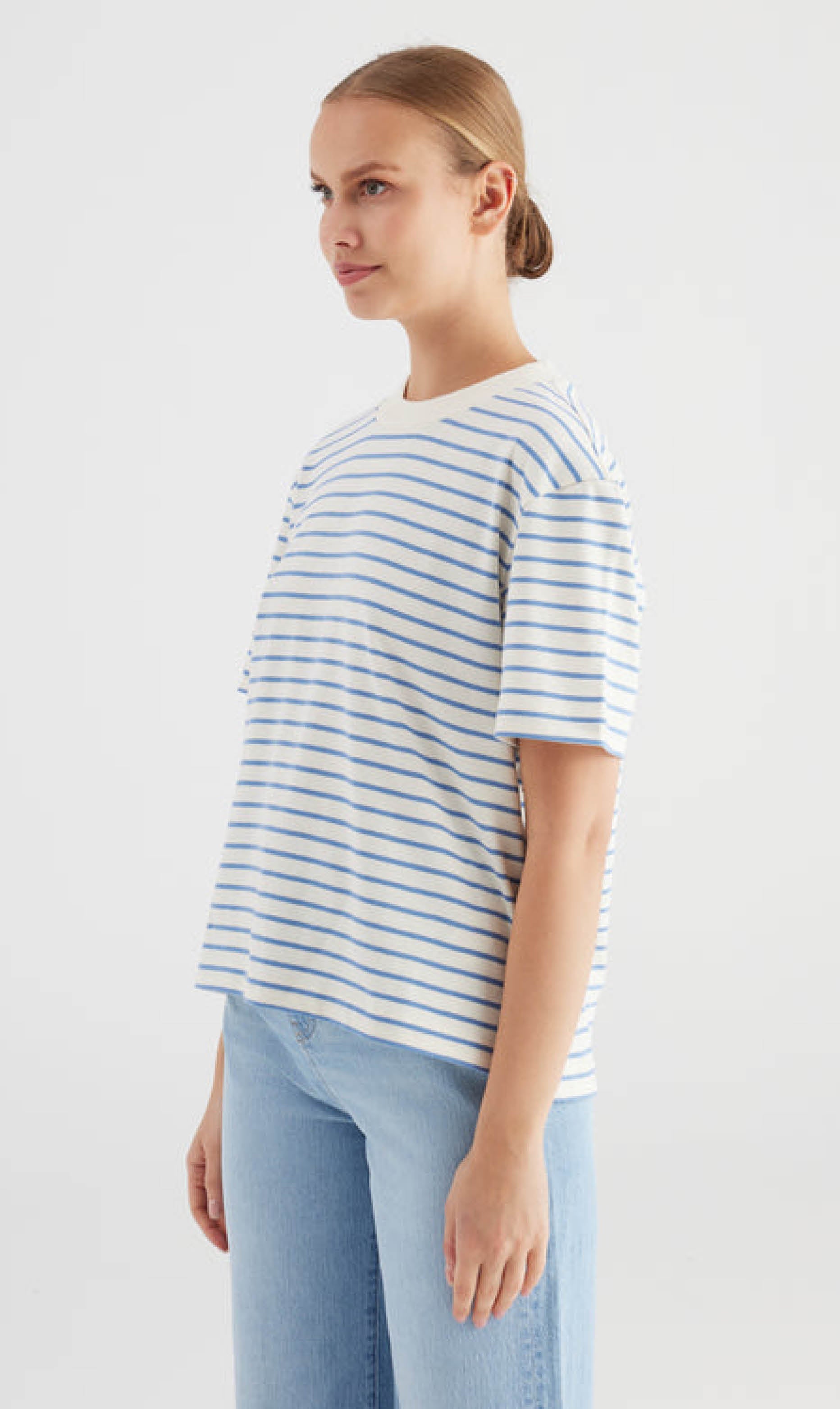 Shirt lucia streep blauw wit