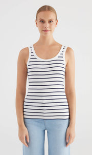 COJ Olivia top streep wit / donkerblauw