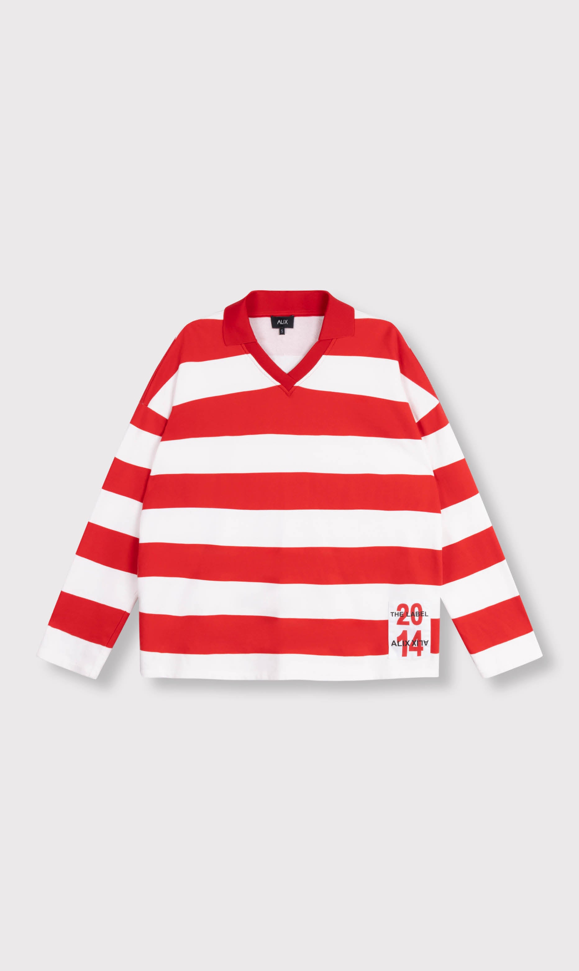 Alix ladies knitted block stripe polo sweater