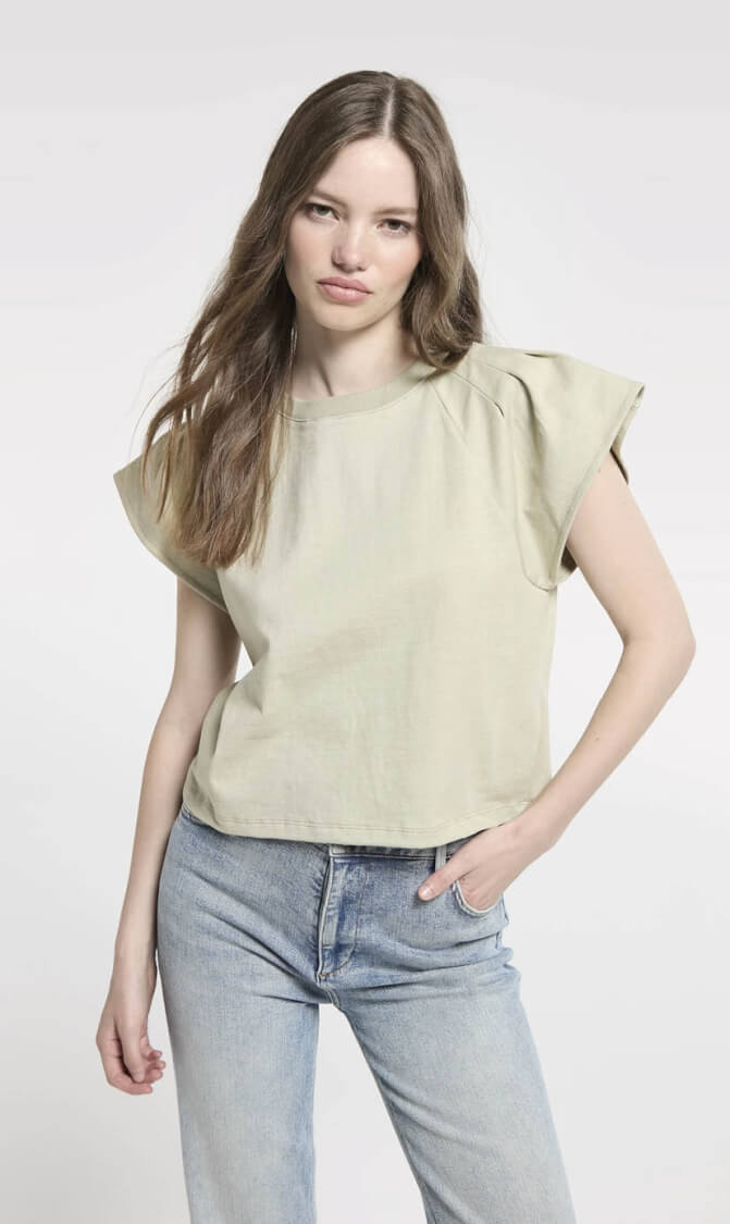 Homage top with wide shoulders pistachio