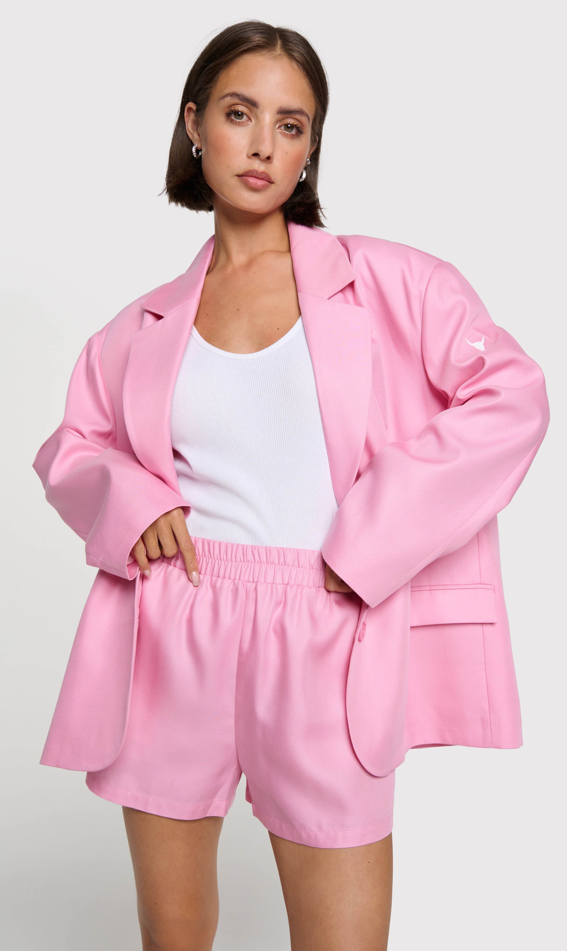 Alix the Label rich oversized blazer soft pink