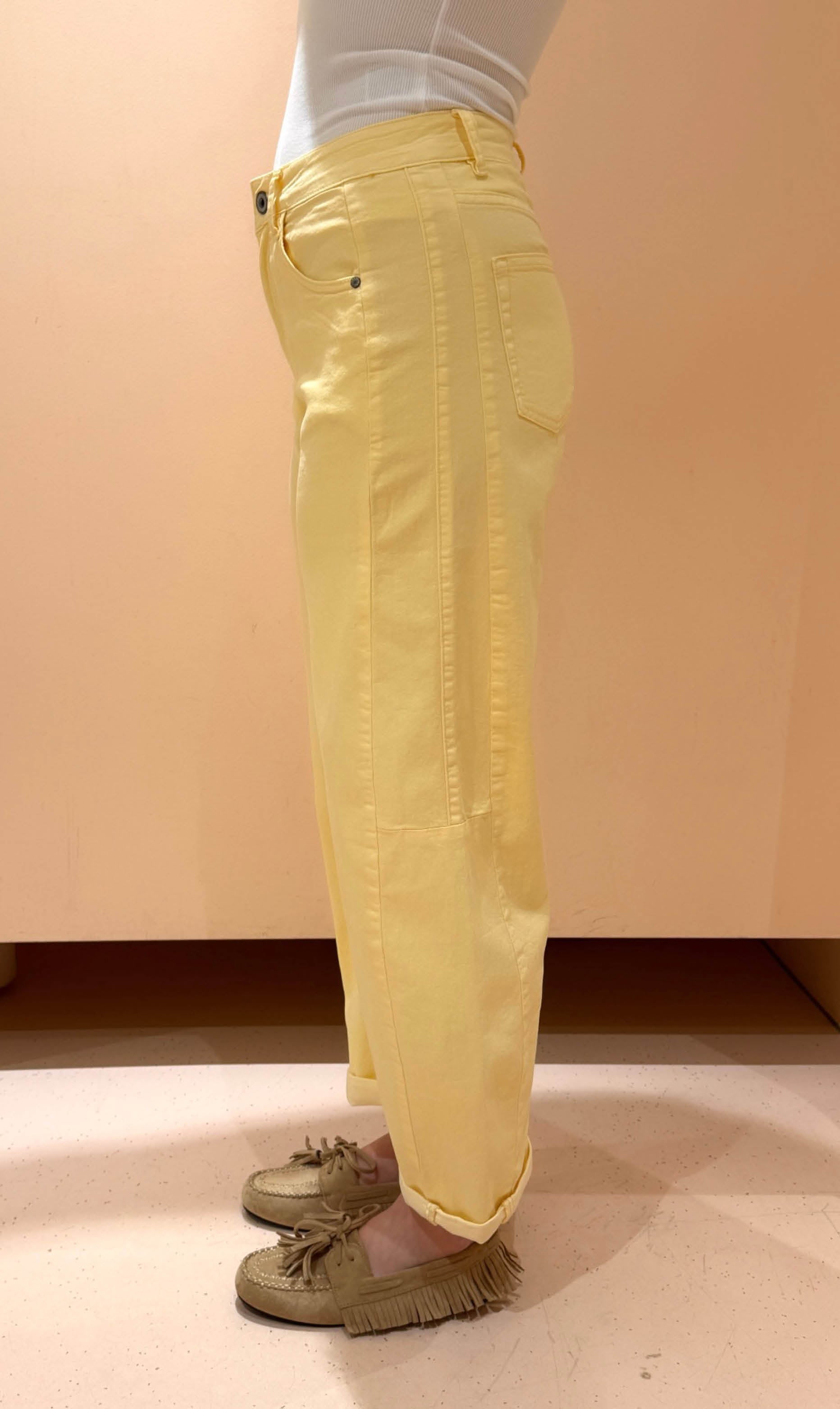 Balloon jeans stretch geel
