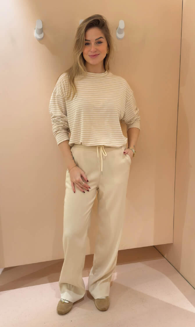 Longsleeve streep renske beige