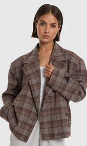 Alix the Label cropped check blazer