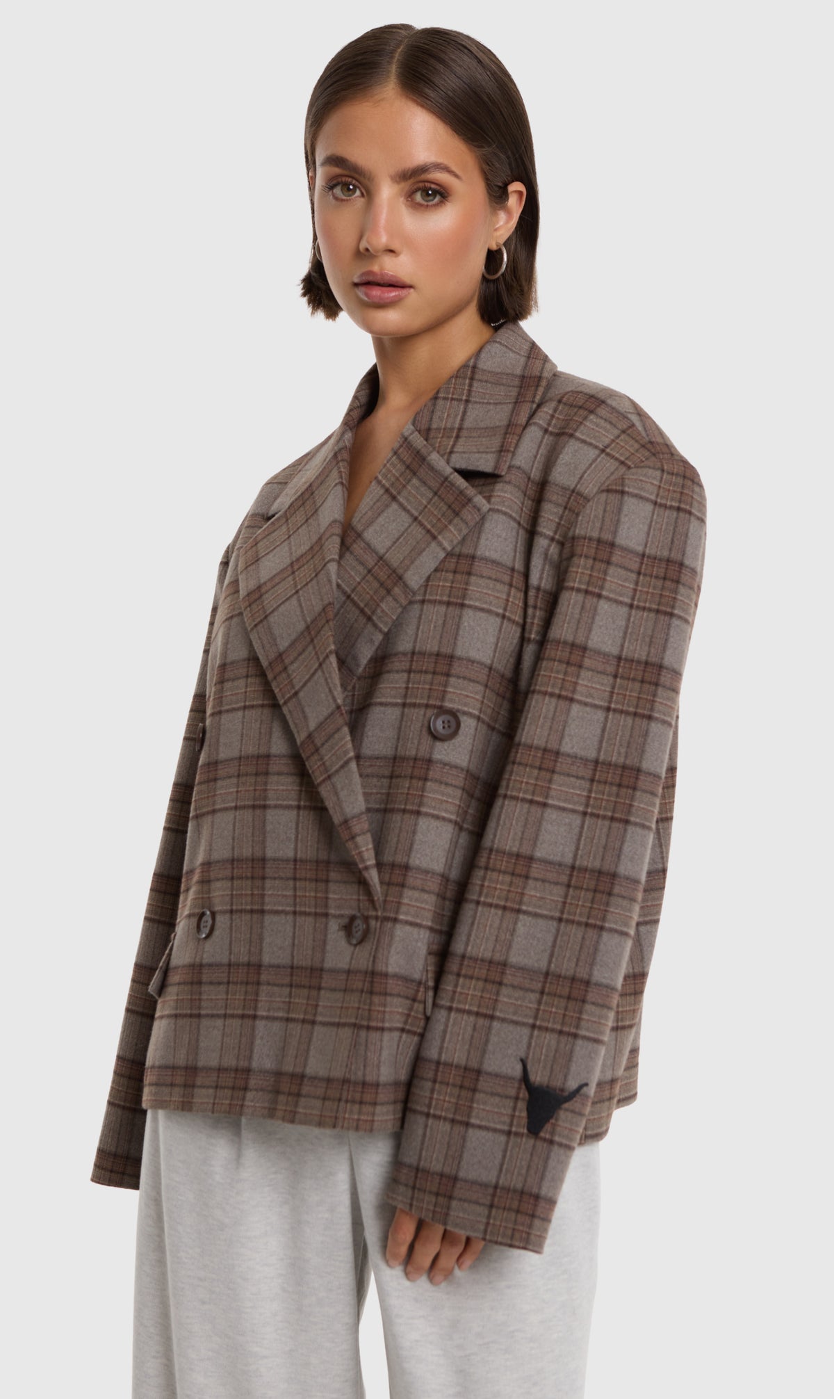 Alix the Label cropped check blazer