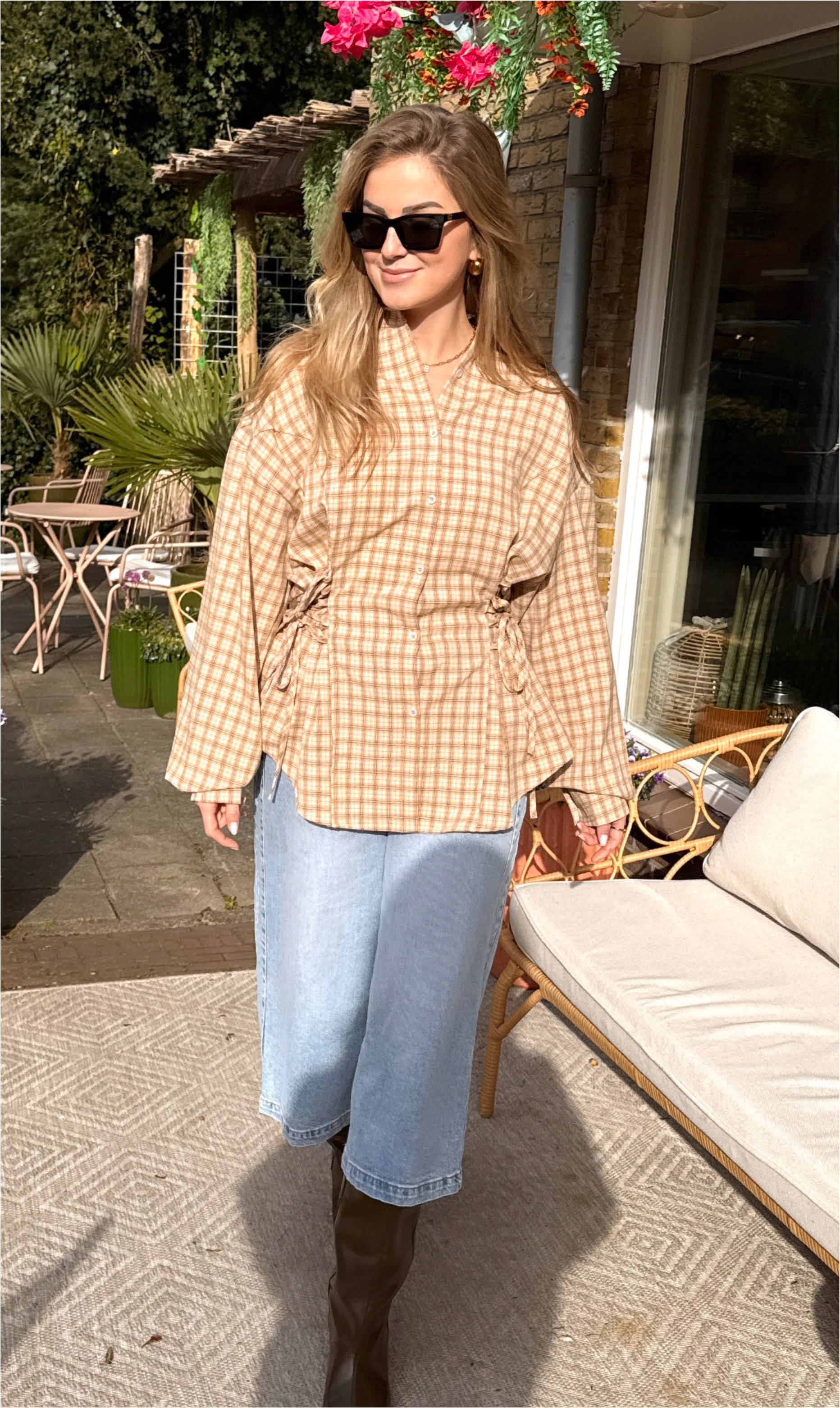 Ruit blouse Catlyn geel
