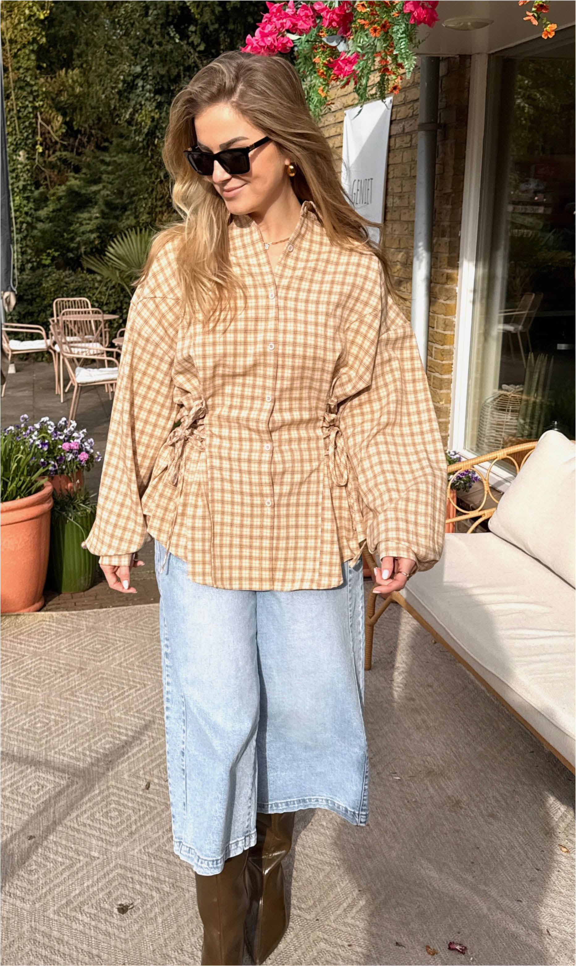 Ruit blouse Catlyn geel