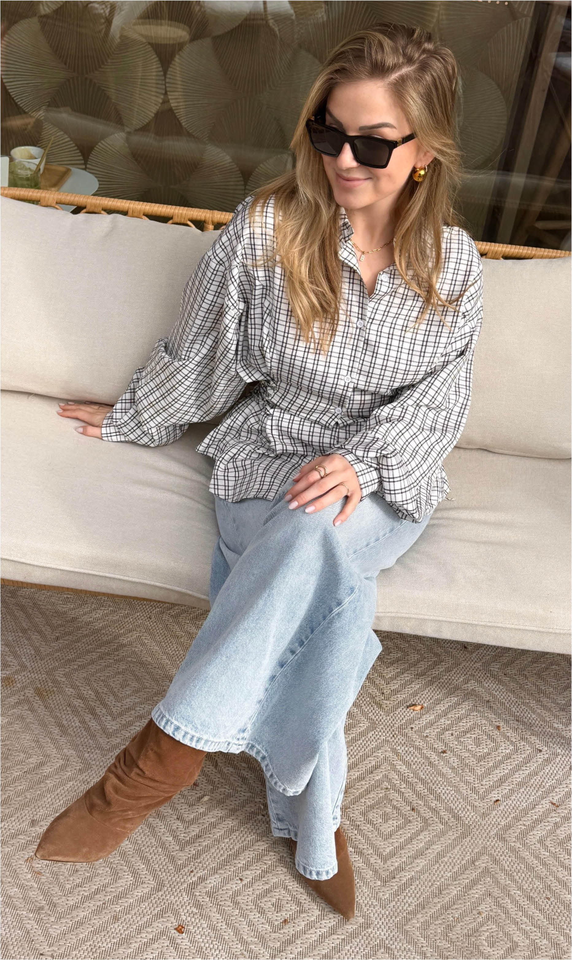 Ruit blouse Catlyn zwart / wit