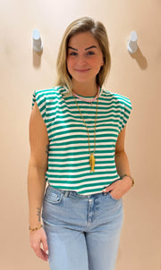 Streep top sylvie groen