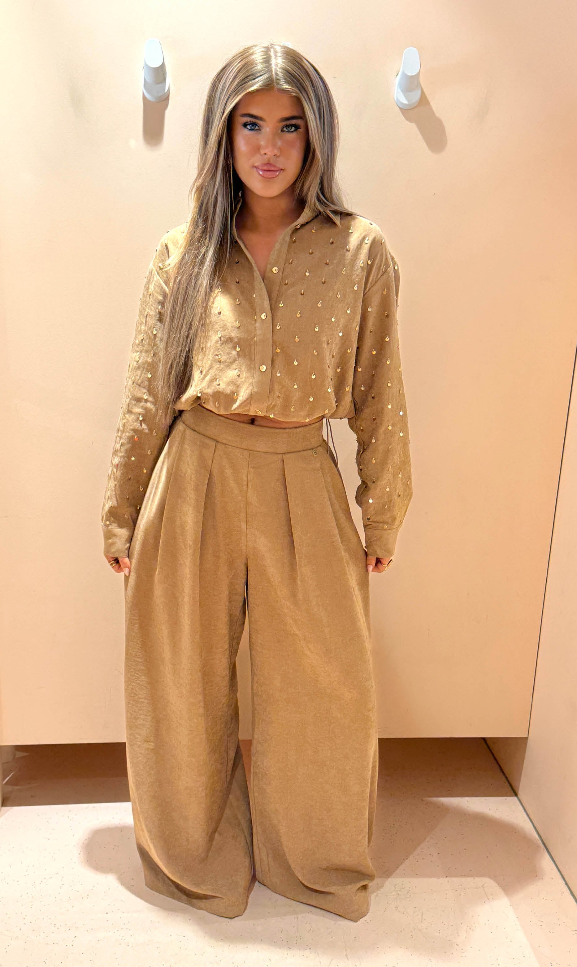 Nukus Ally Blouse Paillet Beads Toffee