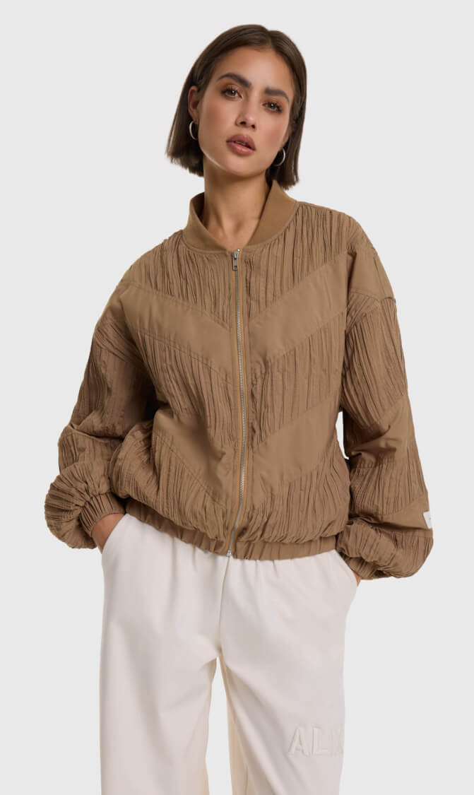 Alix the Label plisse bomber camel