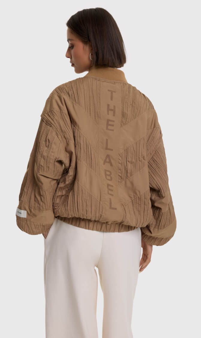 Alix the Label plisse bomber camel