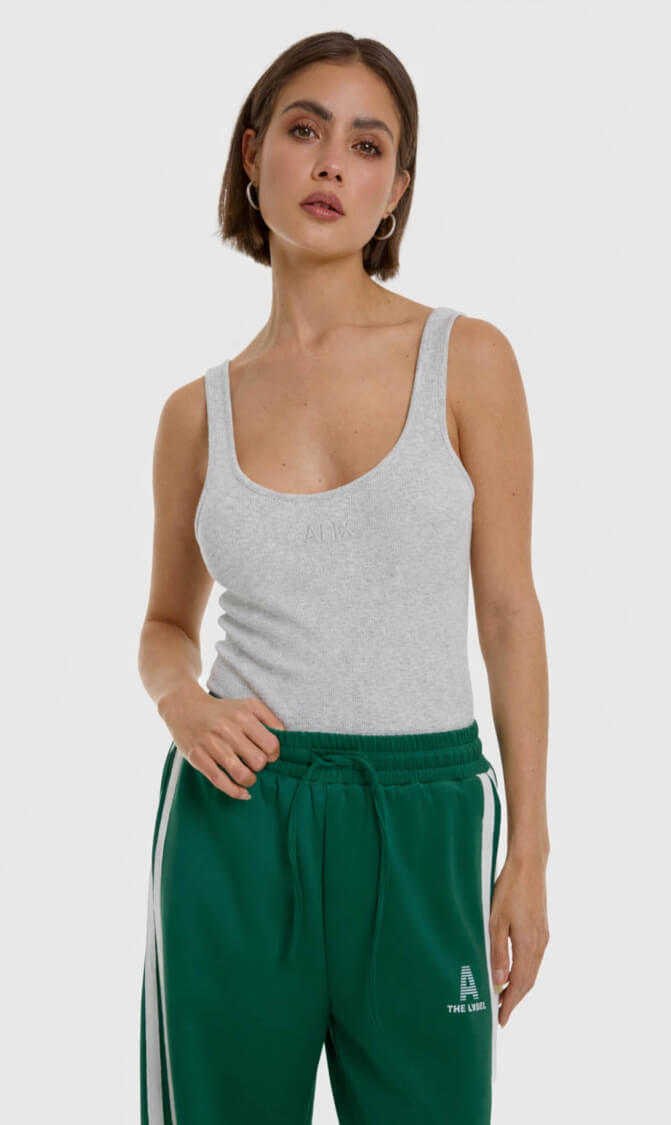 Alix the Label rib tanktop light grey melange
