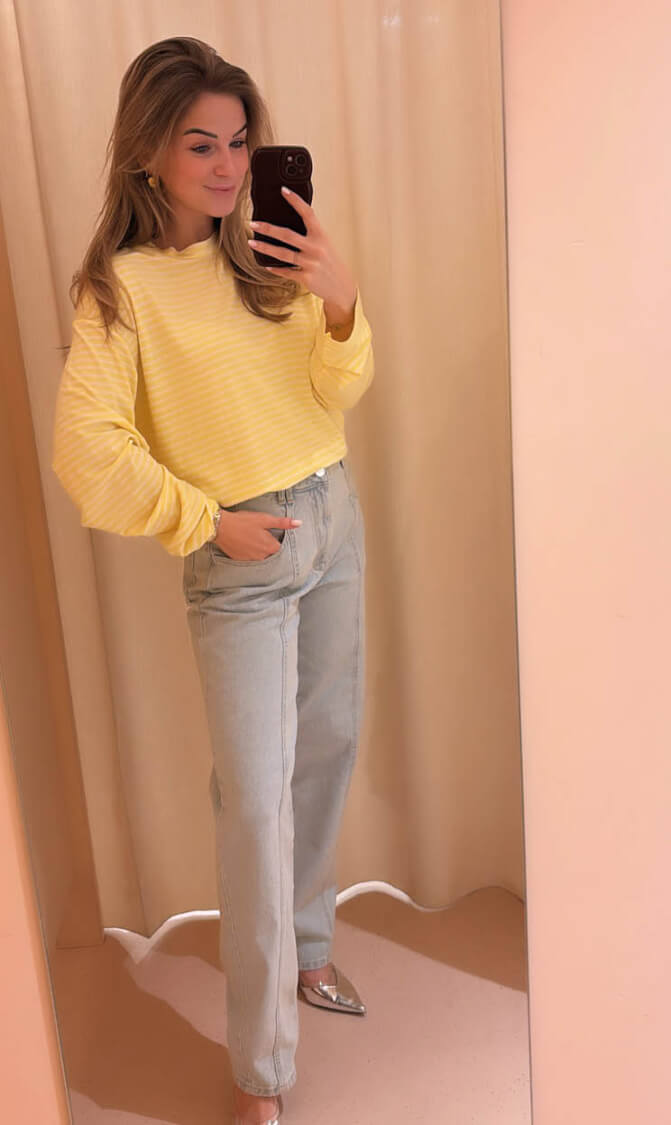 Longsleeve streep renske geel