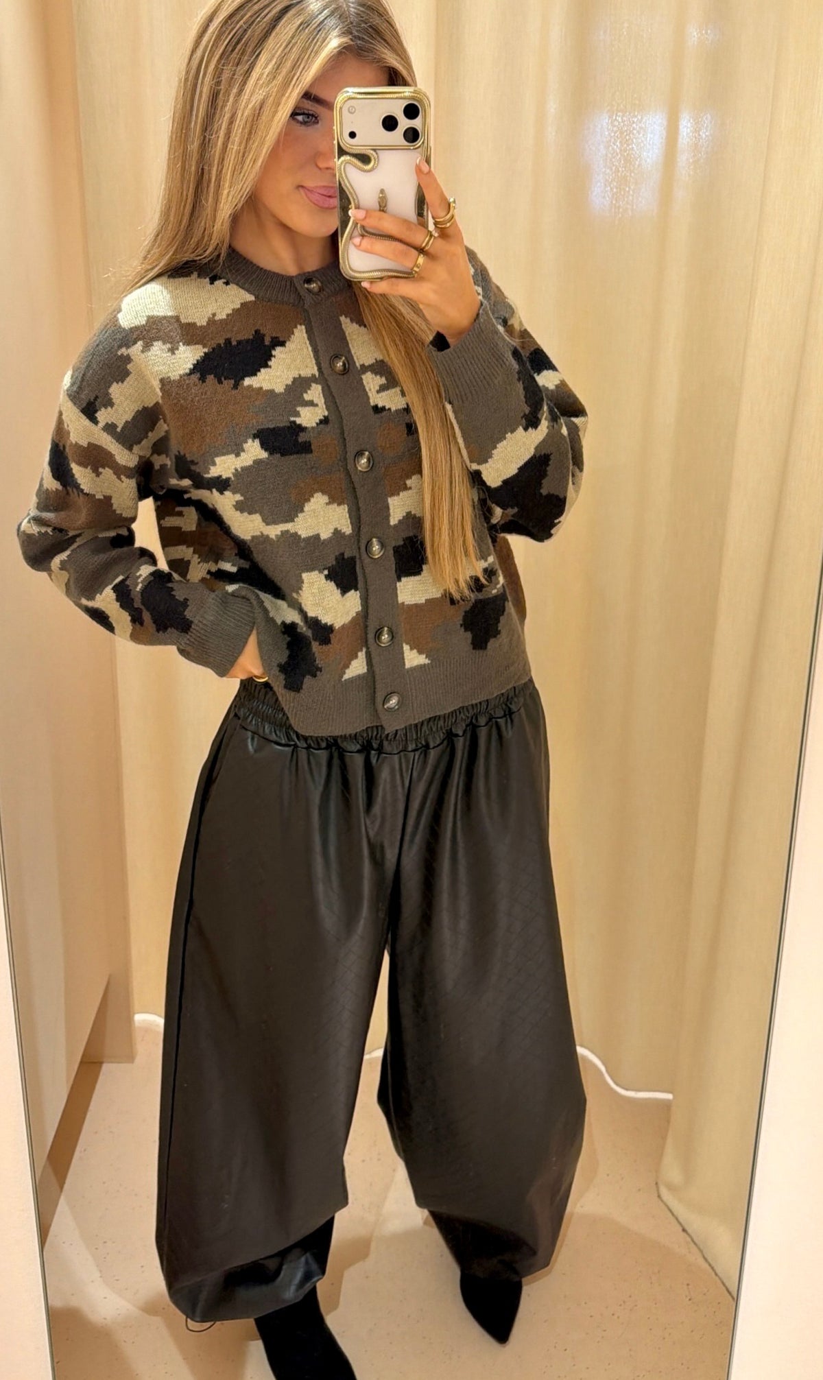 Balloon broek pu zwart
